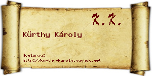 Kürthy Károly névjegykártya